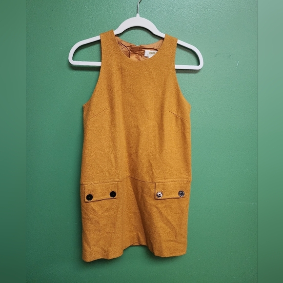 Anthropologie Dresses & Skirts - Maeve Anthropologie Mustard Shift Dress Size 2 Gold Zipper Back